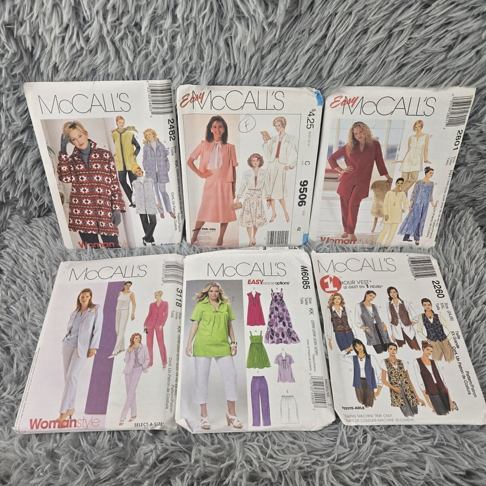 Lot‎ Of 6 McCall's 2801,950,2482,2260,M6085,3188 Sewing Pattern Size 28w-50 2XL